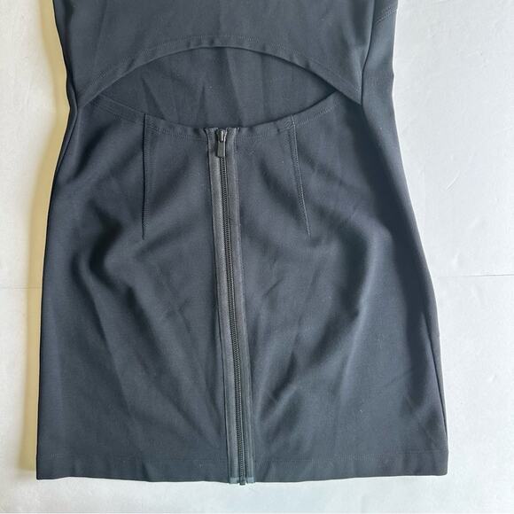 Theory Sheath Dress Bodycon Sleeveless Knit Open Back Black Womens 8 Event Party - Picture 4 of 11